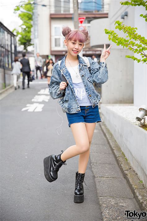 Taiwanese Model Kimi in Harajuku w/ Lilac Hair, Denim Jacket ...