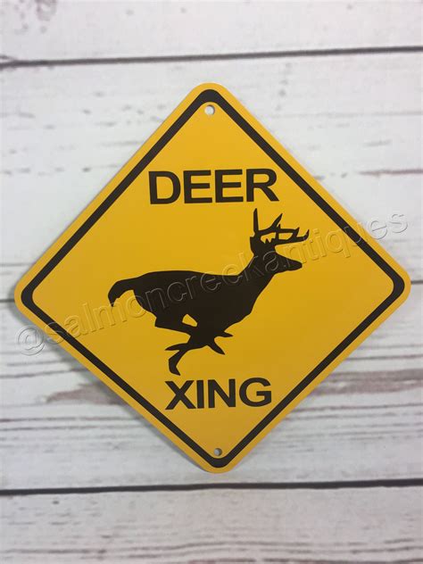 DEER Xing Mini Metal Yellow Caution Crossing Sign 6"x6" or 12"x12" NEW (2 sizes available) in ...