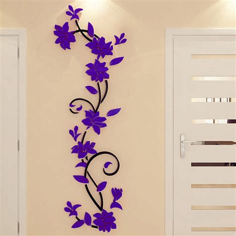 Manfiter Flowers Vine Wall Decals Wall Stickers Decor DIY Home Wall Art Stickers for Bedroom ...