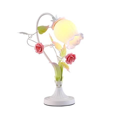 1 Bulb Scalloped Table Lamp Korean Flower Pink/Blue/White Frosted Glass ...