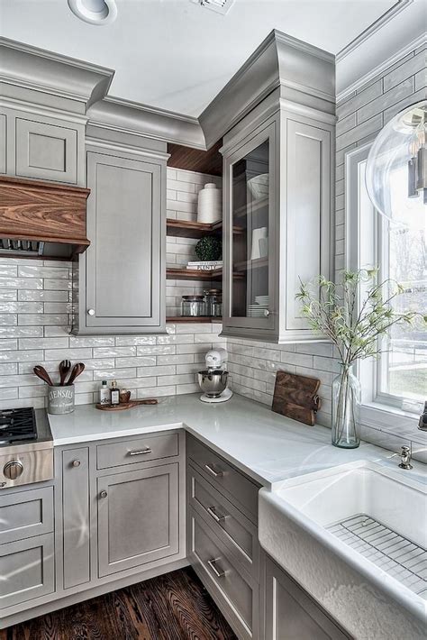 Farmhouse Grey Kitchen Cabinets - Anipinan Kitchen