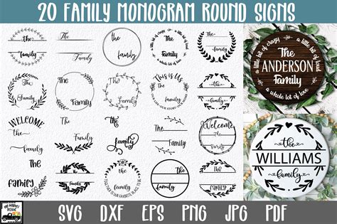 Family Monogram Bundle - 20 Round Sign SVG Files By Shannon Keyser | TheHungryJPEG