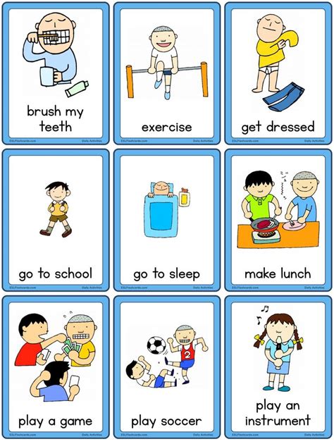 Daily Activities – Set 2 – ESL Flashcards | Flashcards, Printable flash cards, Free printable ...