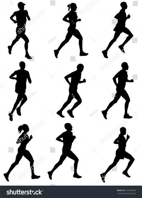 marathon runners silhouettes - vector #Ad , #affiliate, #runners# ...