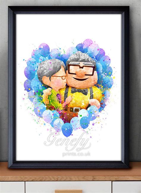 Disney Pixar Up Carl y Ellie acuarela Poster impresión | Watercolor disney, Watercolor art kids ...