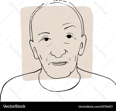 Hand-draw outline portrait old man Royalty Free Vector Image