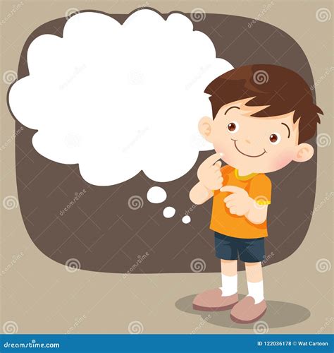 Children Boy Stand Thinking Actions Vector Illustration | CartoonDealer.com #122036178