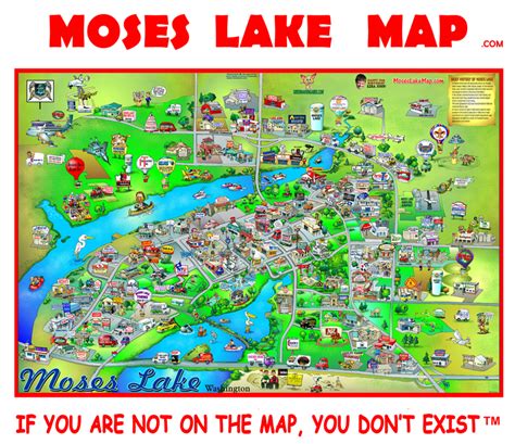 MOSES LAKE MAP ~ for Moses Lake Washington USA