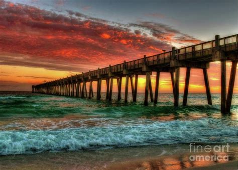 Pensacola Beach Pier Sunset 2 Photograph by Joseph Rainey