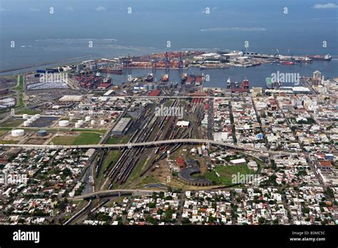 aerial above the port puerto of Veracruz Mexico Stock Photo - Alamy