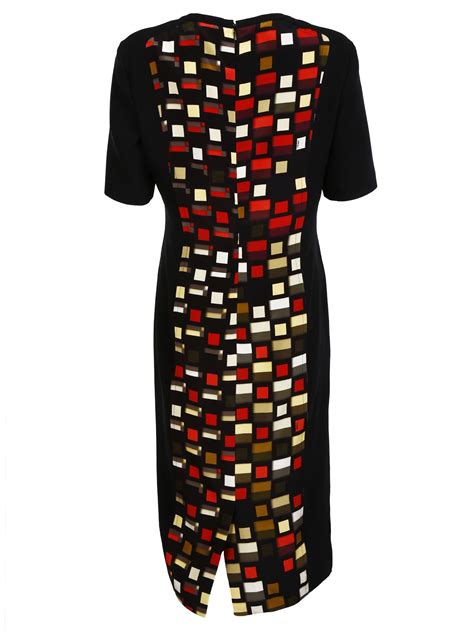 Fendi - Fendi Silk Cady Geometric Print Dress - Black, Women's Short Dresses | Italist