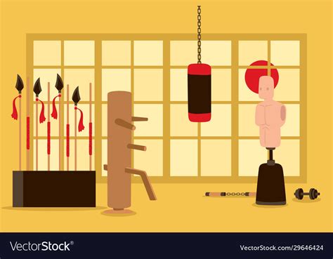 Martial arts training room gym empty fight club Vector Image