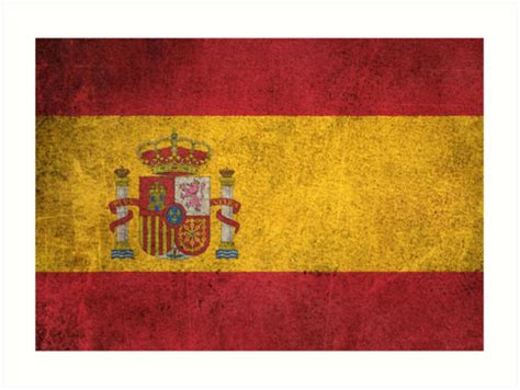 "Old and Worn Distressed Vintage Flag of Spain" Art Print by ...