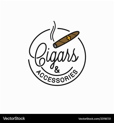 Cigars and accessories logo round linear cigar Vector Image