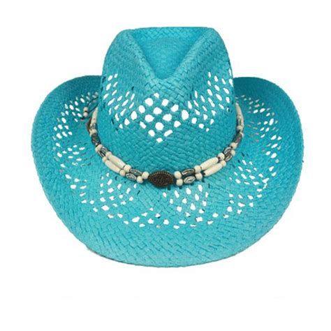 CoolK - Turquoise Blue Teal Paper Straw COWBOY HAT WOMEN WESTERN Cowgirl Turqoise - Walmart.com ...