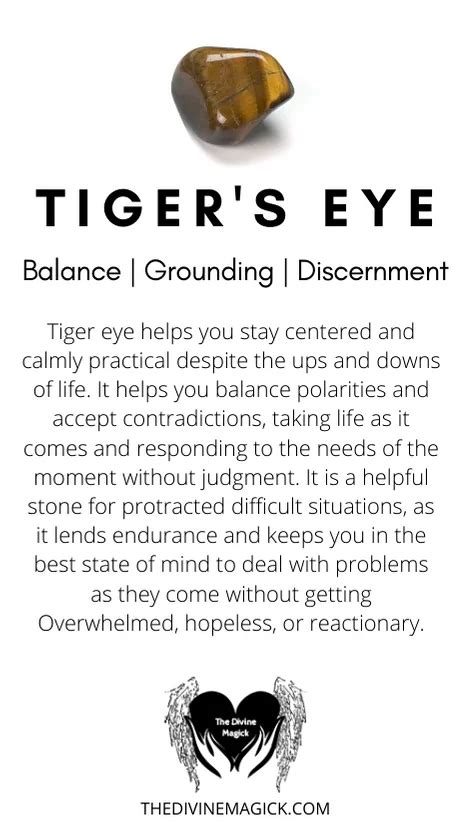 Tiger's Eye Crystal Meaning Card | The Divine Magick