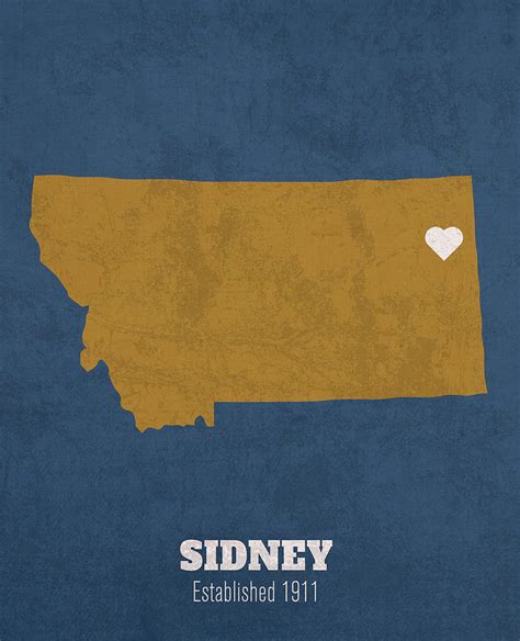 Sidney Montana City Map Founded 1911 Montana State Color Palette Mixed Media by Design Turnpike