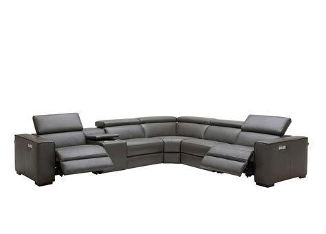 Dark Grey Power Recliner Sectional Sofa SJ Gustav | Leather Sectionals