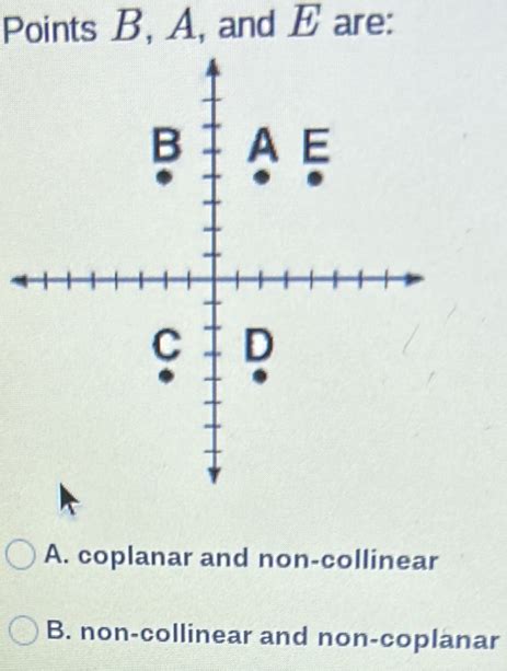 Points B, A, and E are: A. coplanar and non-collinear B. non-collinear ...