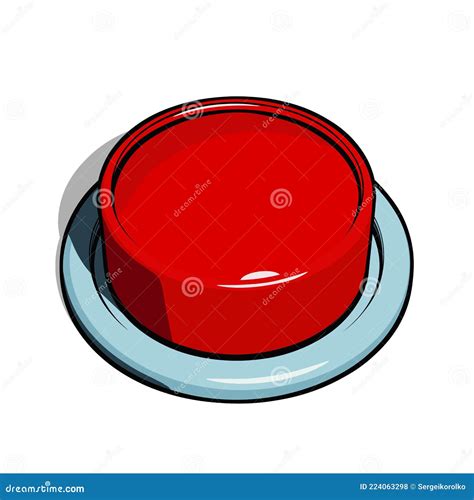 Big Red Push Button in Comic Cartoon Style. Vector Illustration ...