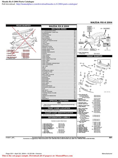 Mazda RX 8 2004 Parts Catalogue | PDF | Manufactured Goods | Sports Cars