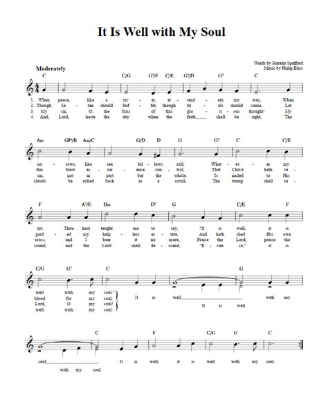 It Is Well With My Soul: Chords, Lyrics, and Sheet Music for C Instruments