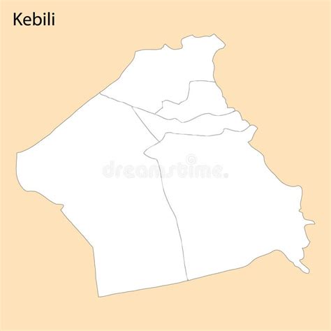 High Quality Map of Kebili is a Region of Tunisia Stock Vector - Illustration of geography, area ...