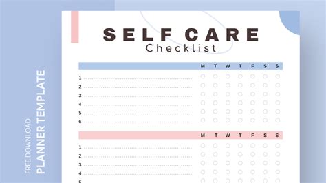 Self Care Checklist Free Google Docs Template - gdoc.io