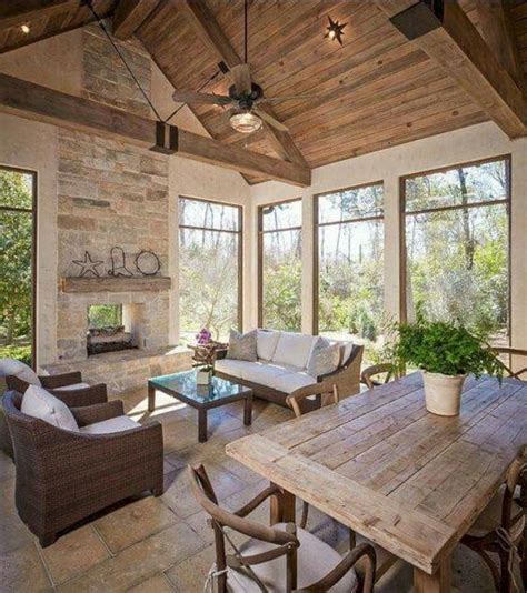 a cozy barndominium space done in neutral colors and all natural materials, stylish wood and ...