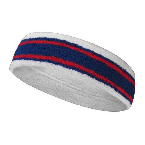 White blue with dark red lines basketball headband pro