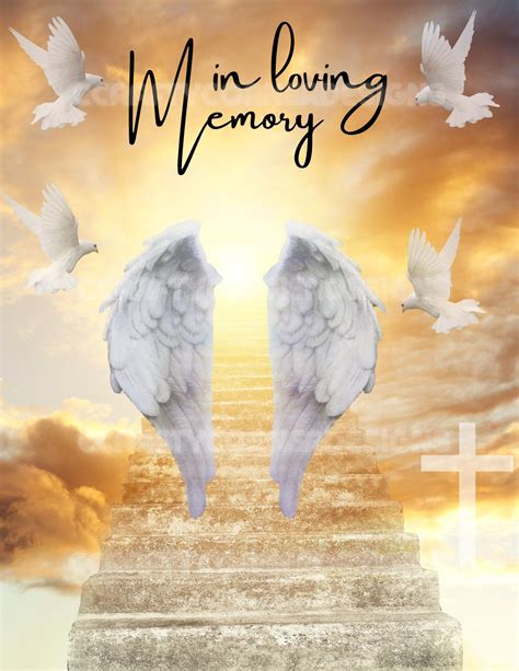 In Loving Memory Background With Wings Clouds Stairs Doves - Etsy India