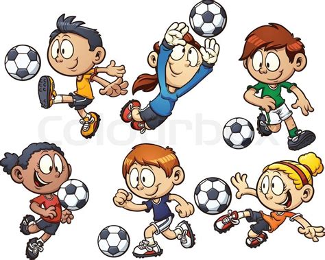 Cartoon soccer kids. Vector clip art ... | Stock vector | Colourbox