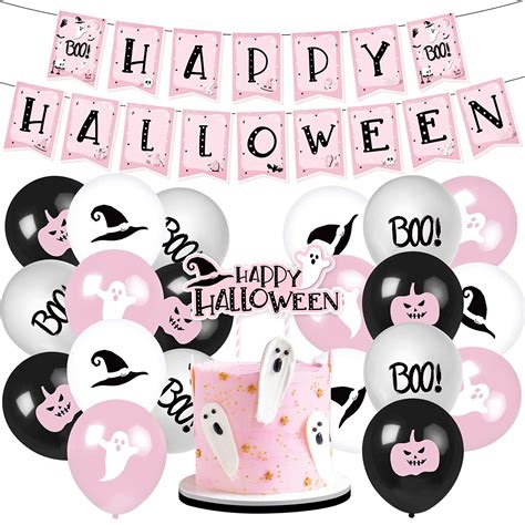 Buy Pink Halloween Party Decorations, Pastel Halloween Decorations with Happy Halloween Banner ...