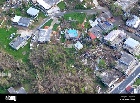 Aerial view of the damage caused by Hurricane Maria October 4, 2017 ...