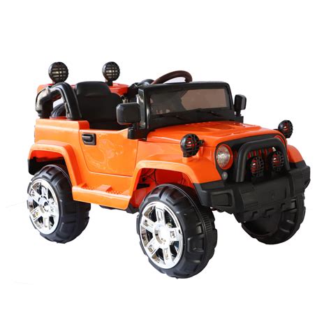 Remote Control Powered Riding Jeep For Kids Orange - Toys 4 You