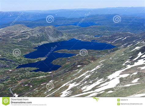 View from Gaustatoppen Mountain at Sunny Summer Day Stock Photo - Image of active, outdoor: 56620576