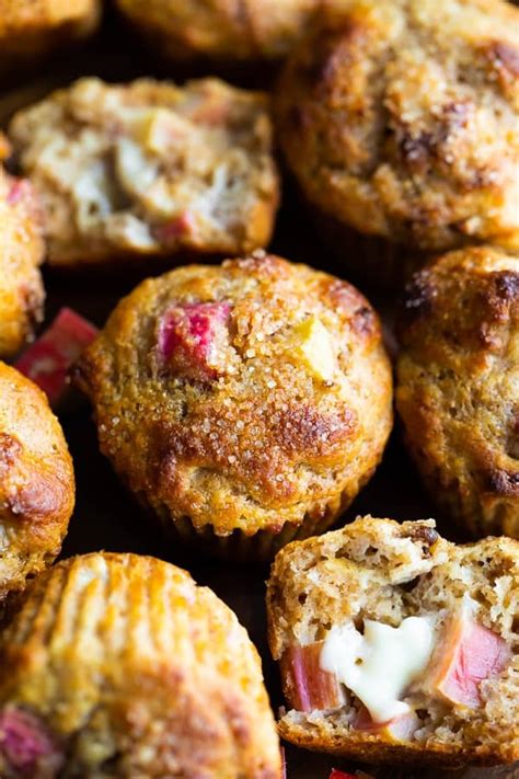 Healthy Cinnamon Rhubarb Muffins | Sweet Peas & Saffron