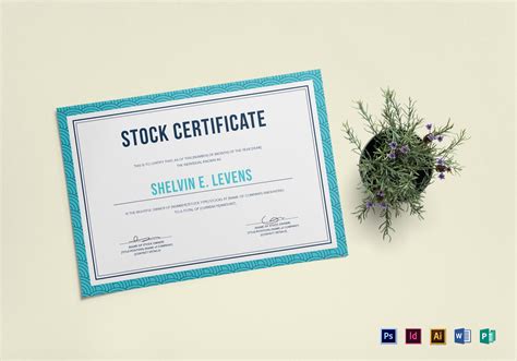 Stock Certificate Design Template in PSD, Word, Publisher, Illustrator ...