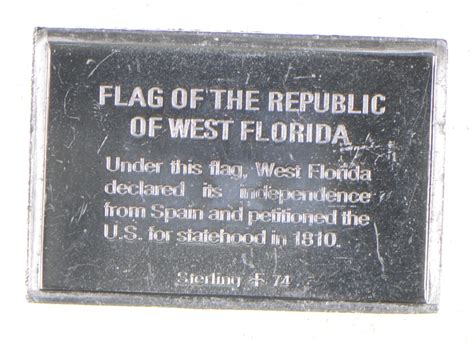 RARE Flag Of The Republic Of West Florida .925 Sterling Silver - Bar Limited Edition Series ...