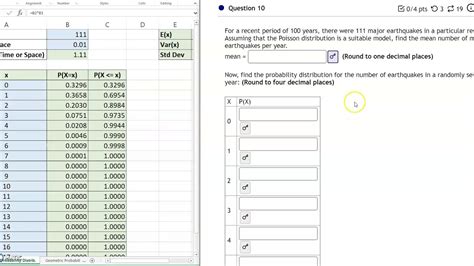 Excel Sheet Poisson Distribution - YouTube