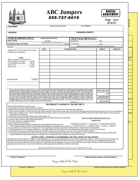 Bounce House Rental Agreement Template - Sfiveband.com