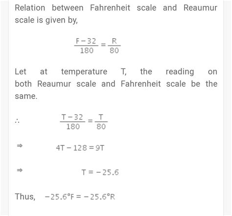 What is the temperature which has same numerical value on Fahrenheit and reaumer scale?