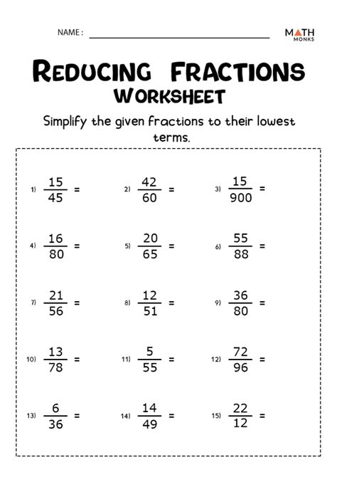 Simplifying Fractions Worksheets