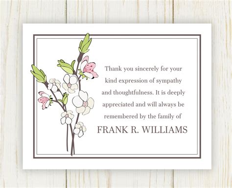 Cherry Blooms Funeral Thank You Card Digital file sympathy