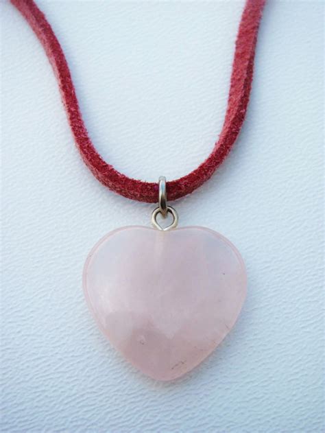 Genuine Rose Quartz Heart Pendant Summer Beach Necklace