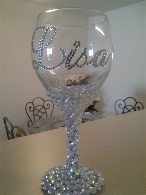 Personalized Rhinestone Wine Glass http://www.giftideascorner.com/birthday-gifts-ideas/ | Diy ...