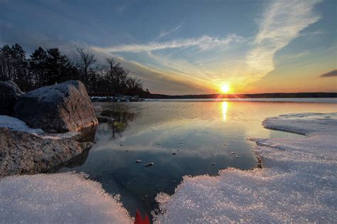 Higgins Lake South State Park Lagoon Entrance Sunset Photograph by Ron ...