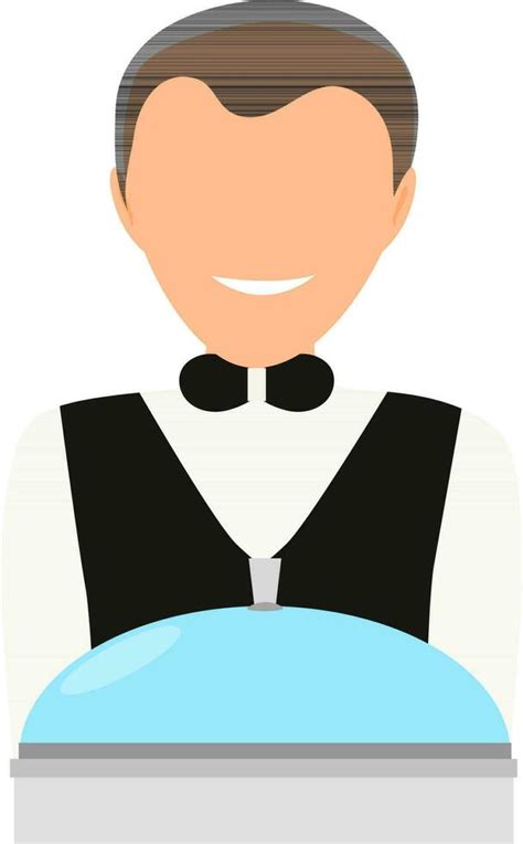 Flat illustration of waiter with serving tray. 24385307 Vector Art at ...