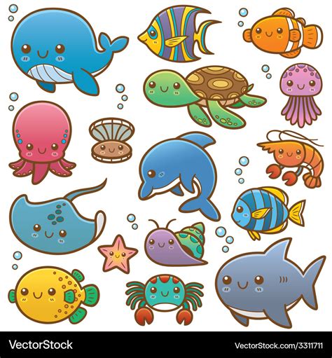 Sea animals Royalty Free Vector Image - VectorStock