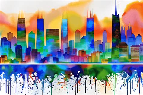 Chicago Skyline Abstract Painting · Creative Fabrica